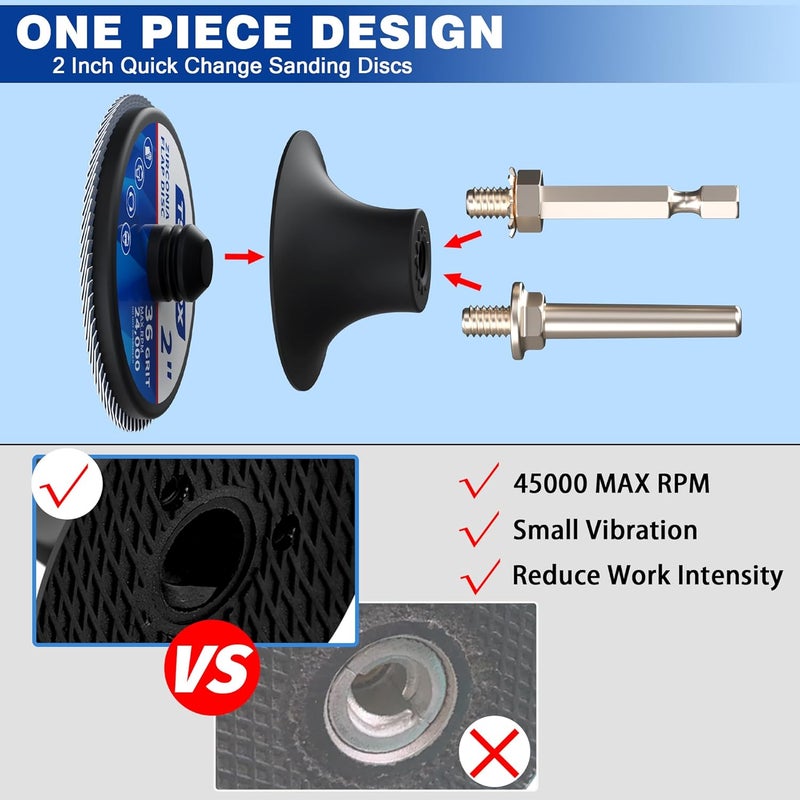 TSOAPX 29 PCS Flap Discs Set, 2 Inch Zirconia Roll Lock Die Grinder Sanding Disc 36/60/80/120 Grit T27 with 1/4" Disc Holder for Cleaning Finishing Deburring of Irregular Surfaces - Image 4